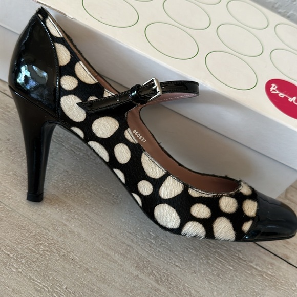 BODEN Patent Leather Heels Dalmatian print Calf Hair Black White Size 40 - Picture 12 of 14
